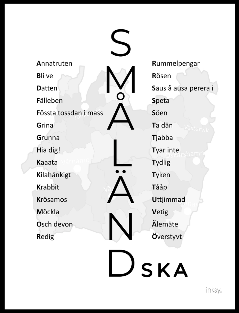 Småland småländska dialekt tavla poster