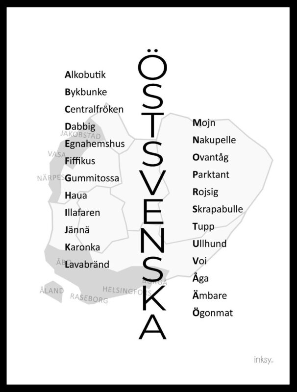 Östsvenska dialekt svart poster finland åland