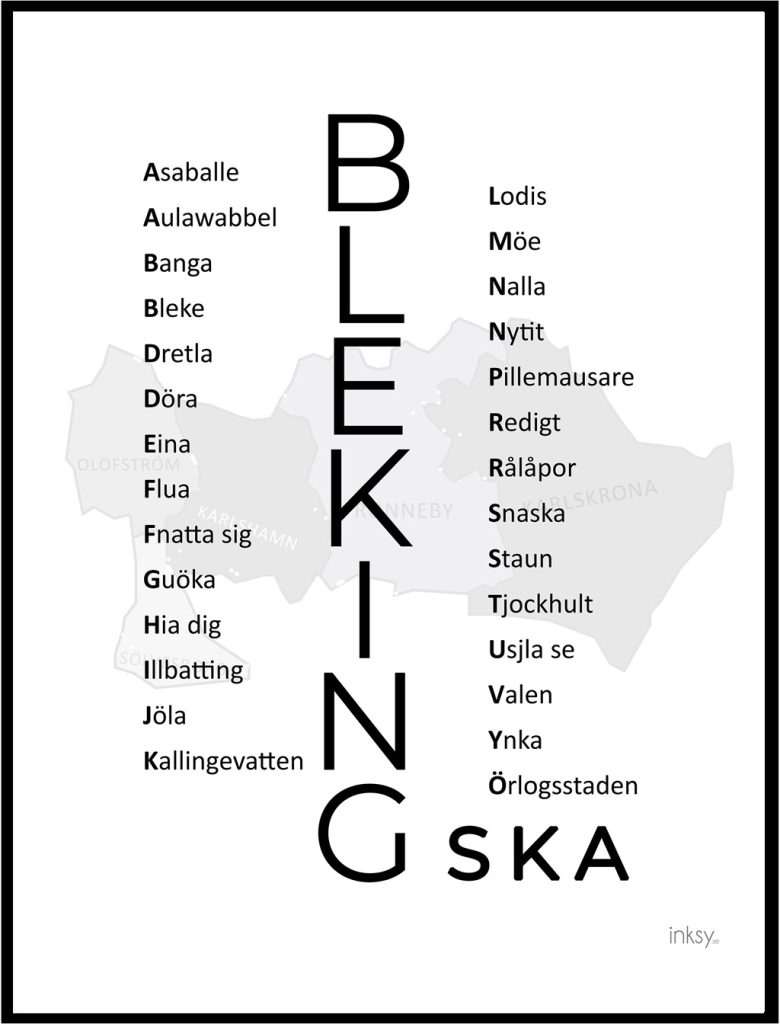 Blekinge dialekttavla dialekt Blekingska
