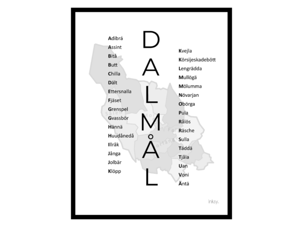 Dalmål svart Dalarna tavla poster dialekt