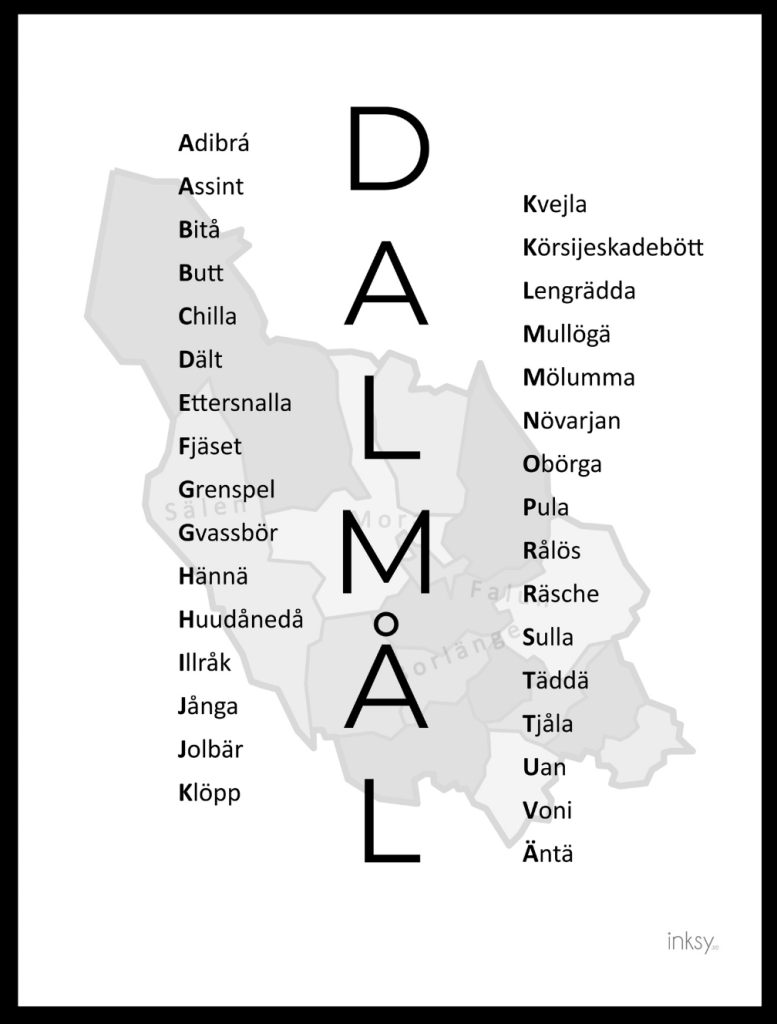 Dalmål svart Dalarna tavla poster dialekt