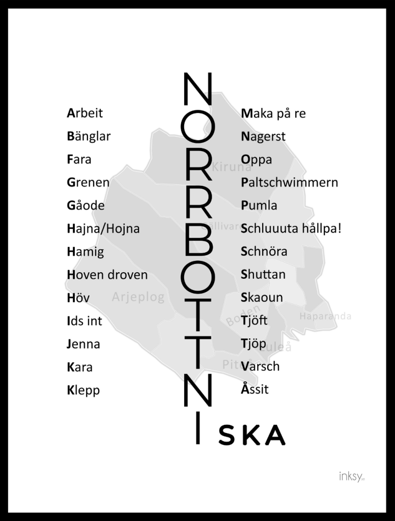 Norrbotten norrbottniska dialekt poster svart