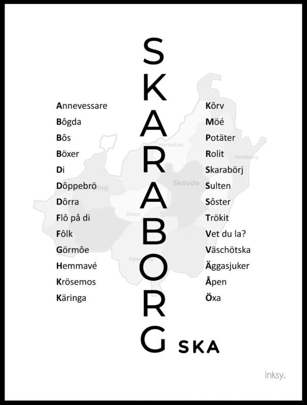 skaraborg skövde lidköping dialekt tavla poster